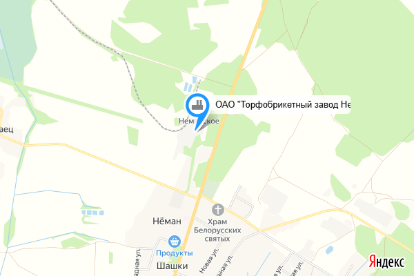 Расположение ОАО Торфобрикетный завод Неман